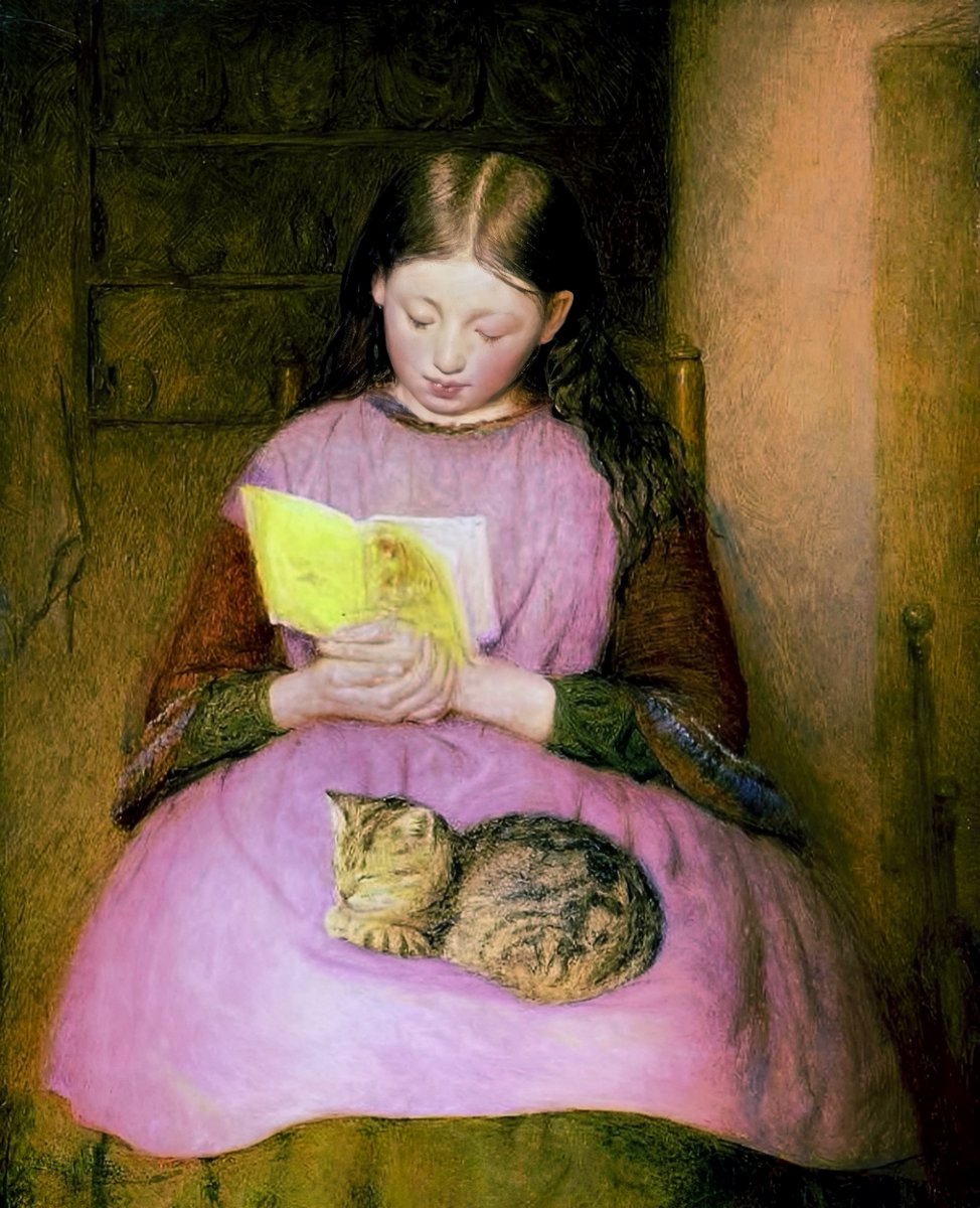 Books have souls, repeated the cat softly. A cherished book will always have a soul. It will come to its reader’s aid in times of crisis.

📔The Cat Who Saved Books, 2017
🖊️ Sōsuke Natsukawa (Japanese Author)
🖼️A Quiet Moment, 1850
🎨Edward Thomson Davis (British Painter)

ᓚᘏᗢ