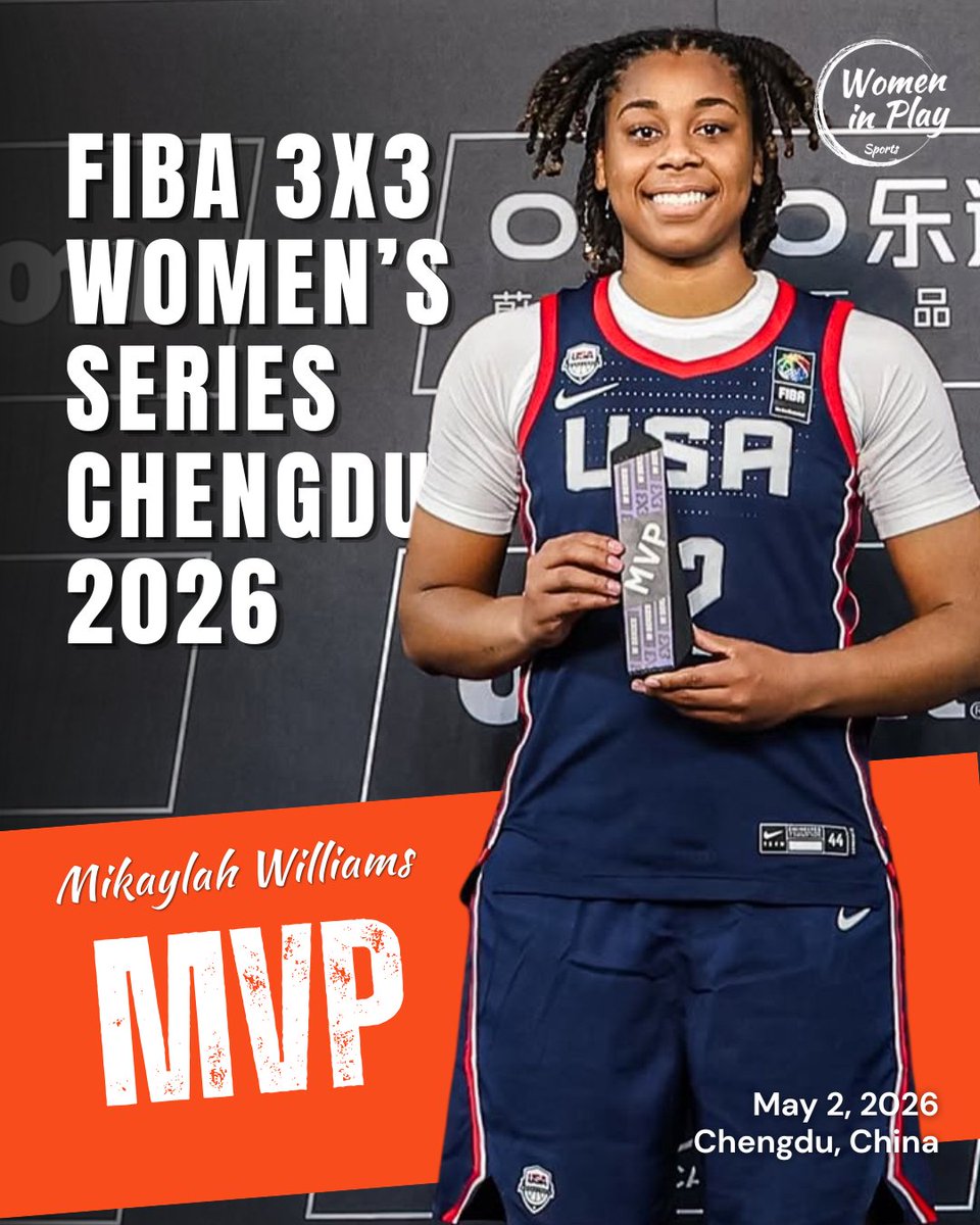 wmninplay's tweet image. Mikaylah Williams was named MVP of the FIBA 3X3 Women's Series Chengdu 2026. USA defeated Germany in the final, 20-18. 

#3x3 #wbb #womensbasketball #womeninsports #womeninplay
