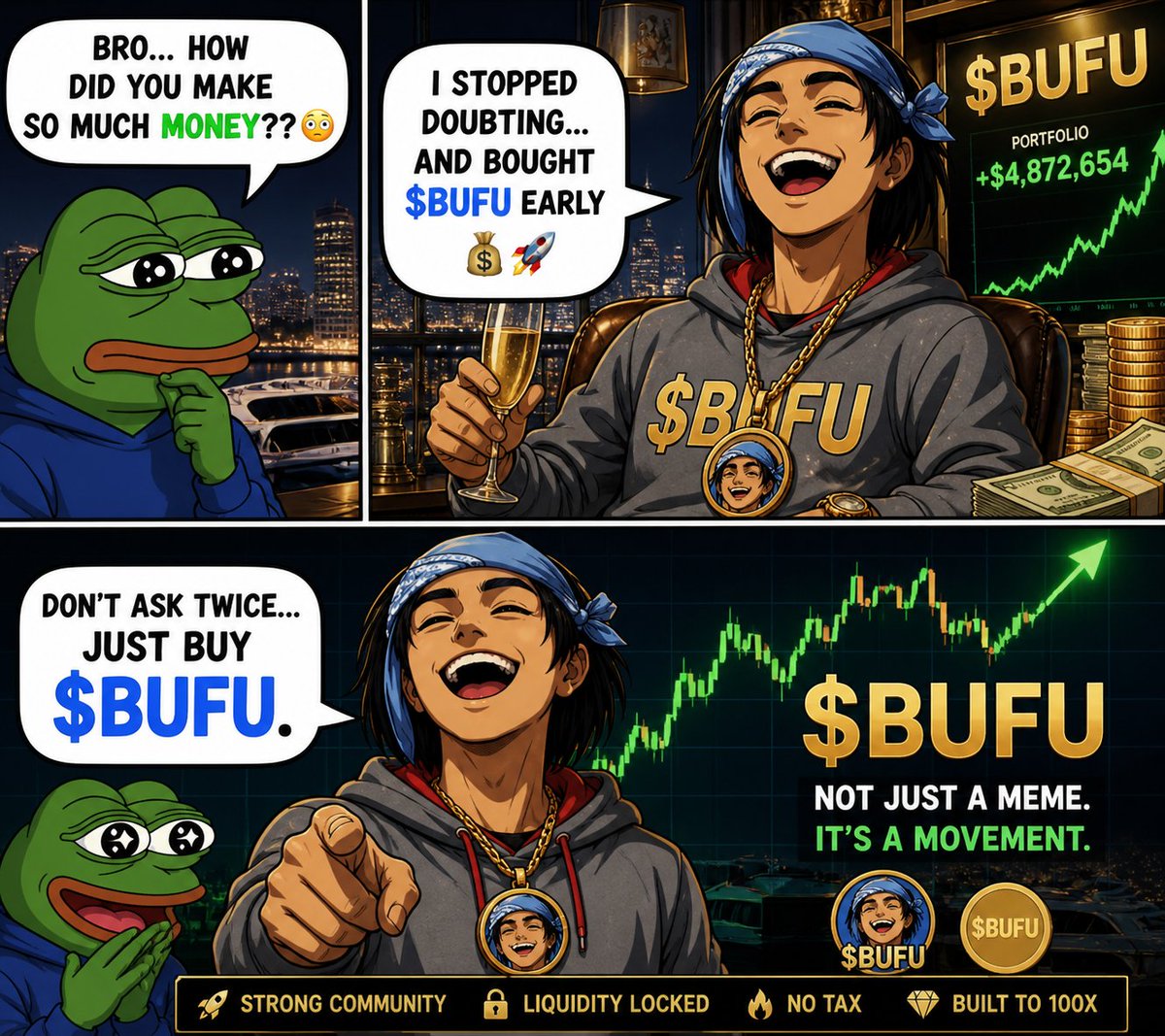 wondax35's tweet photo. While others were doubting… legends were loading $BUFU 🌿
@BUFUonSolana #BUFU https://t.co/eB1d9DnJrR