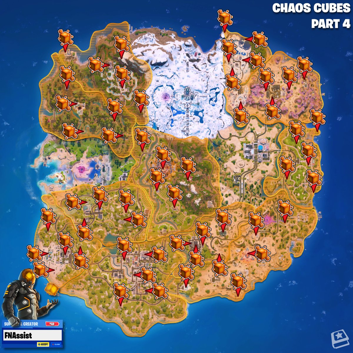 FN_Assist's tweet image. [GUIDE] #Fortnite Ch7S2 Path Of The Voyager Quests: Part 4 Locations!

Gather the Dark Voyager's Chaos Cubes to track his movements across:
- Elites Outpost &amp;amp; Treechopped Timbermill
Total: 55/70

Part 5 arrives May 14th, 9am ET.