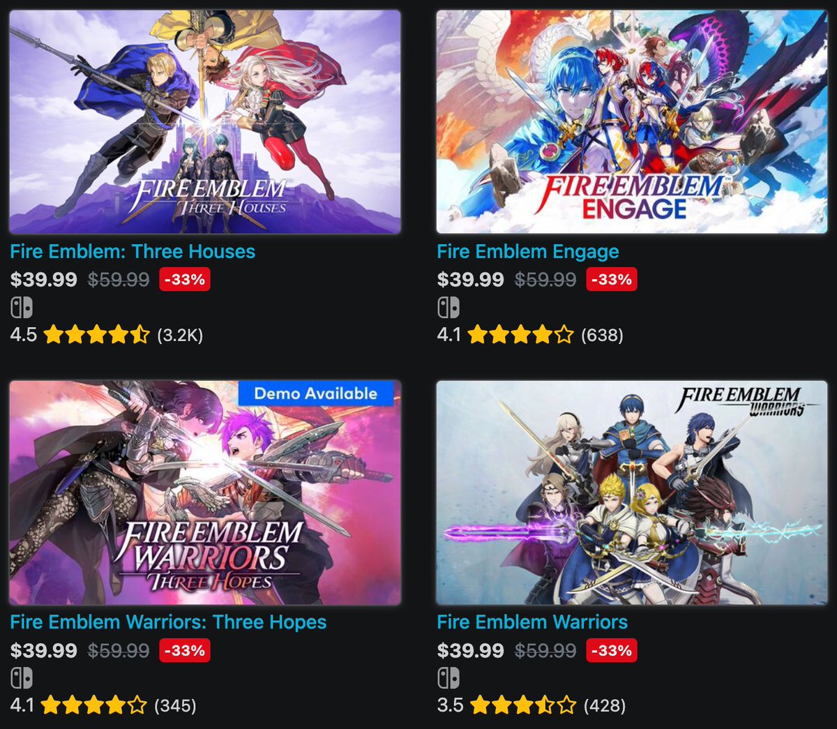Fire Emblem games are only $39.99 on Amazon right now: bit.ly/4n8vfYW

Get some time in with these bangers before Fire Emblem: Fortune's Weave drops 👀