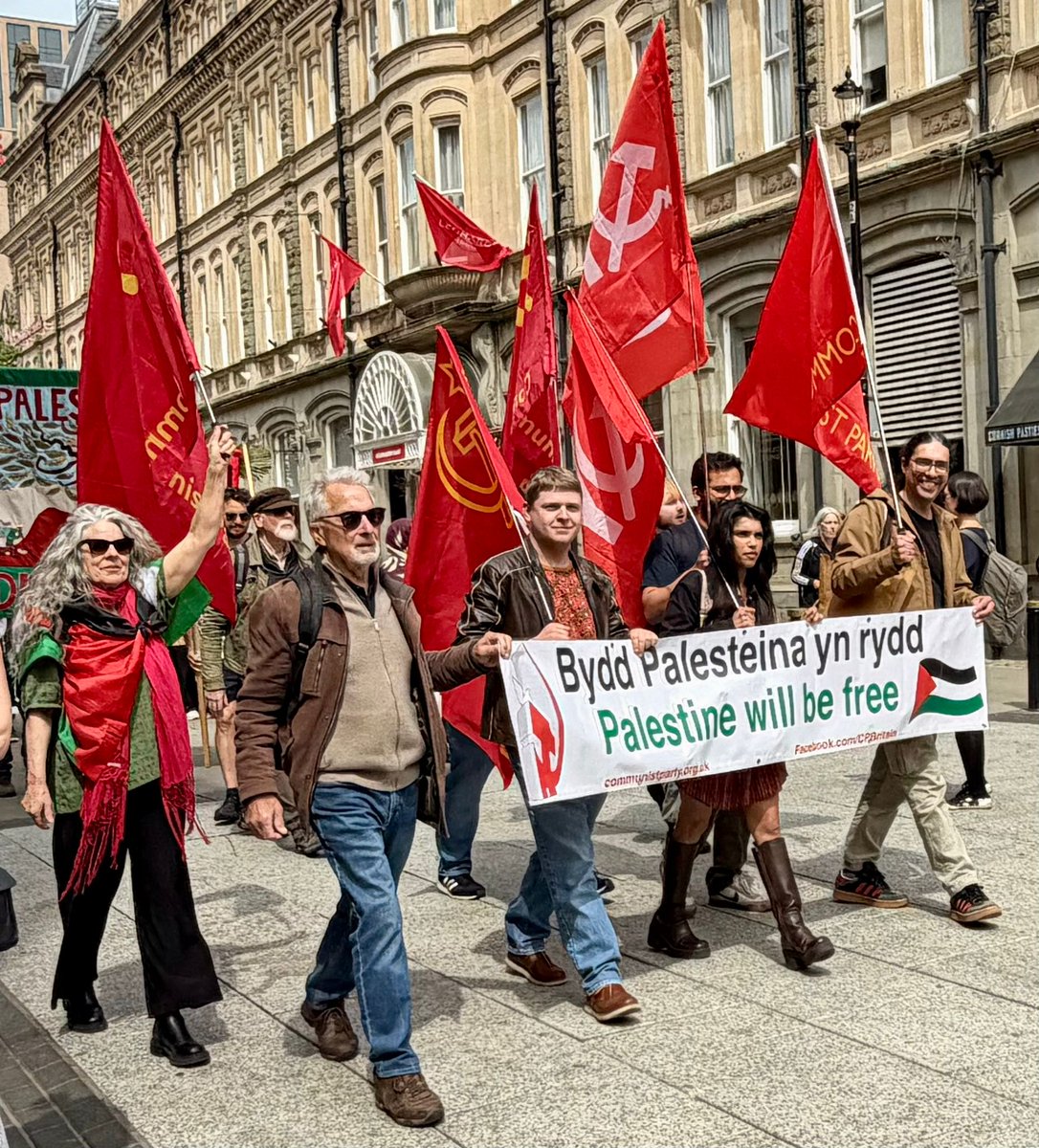 WelshCommunists's tweet image. Welsh @CPBritain comrades lead the Red Bloc at today's Cardiff May Day march and rally after distributing @M_Star_Online.papers. Workers of the world unite! #solidarity #VoteCommunist #Senedd26