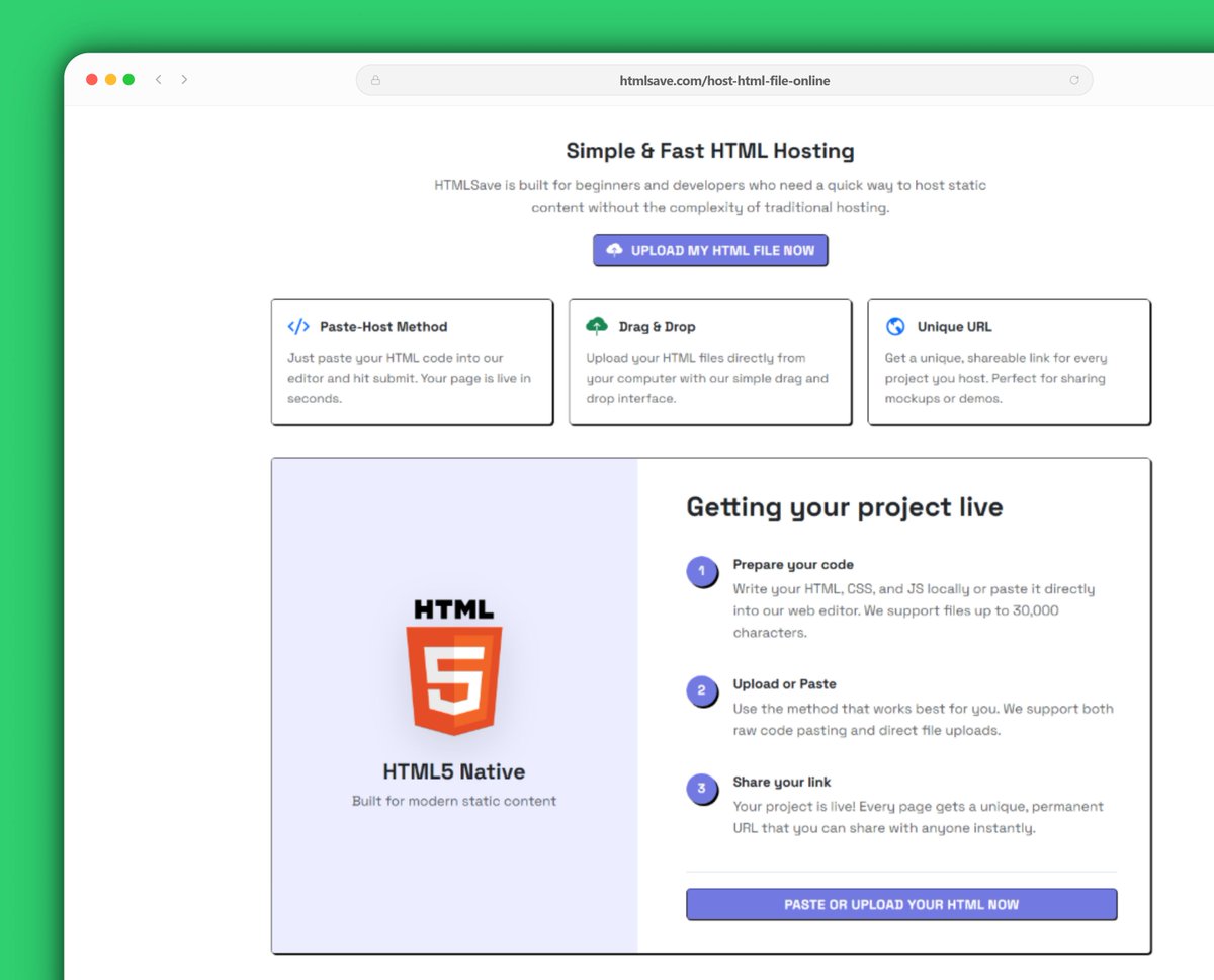 HtmlSave's tweet photo. Simple &amp; Fast HTML Hosting made possible with https://t.co/LNxxJ0GqtS https://t.co/ZbkX5xJFzf