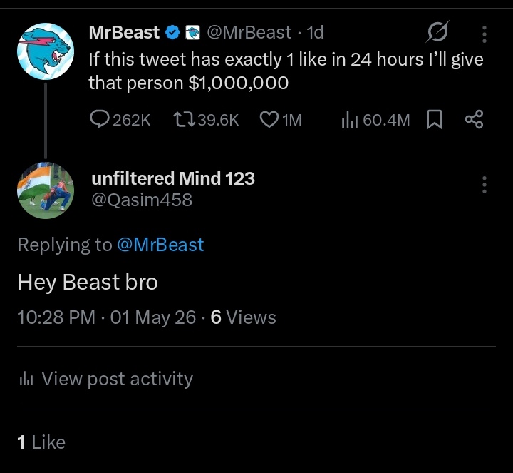 Qasim458's tweet photo. Hey @MrBeast 😉 https://t.co/ZOaSEsFyia