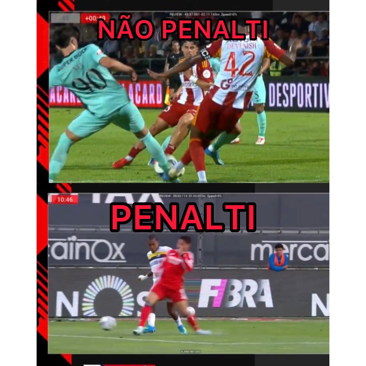 Agora digam qual é q diferença ?

Este penalti sobre o Nel não foi assinalado. 
Hoje, a favor do carnide já foi.

É isto o “manto verde” ? Fodam-se todos. 💰💰💰💰💰💰