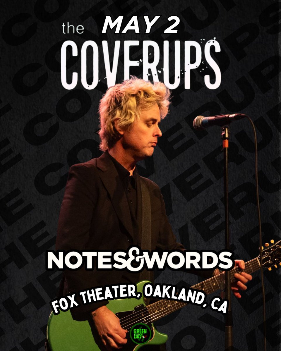 GreenDayItaly_'s tweet photo. Billie Joe & The Coverups will be performing tonight at the Fox Theater in Oakland for the Notes & Words benefit supporting UCSF Benioff Children’s Hospitals. Who’s going to be there?
#billiejoearmstrong #thecoverups https://t.co/NIyETaFGln