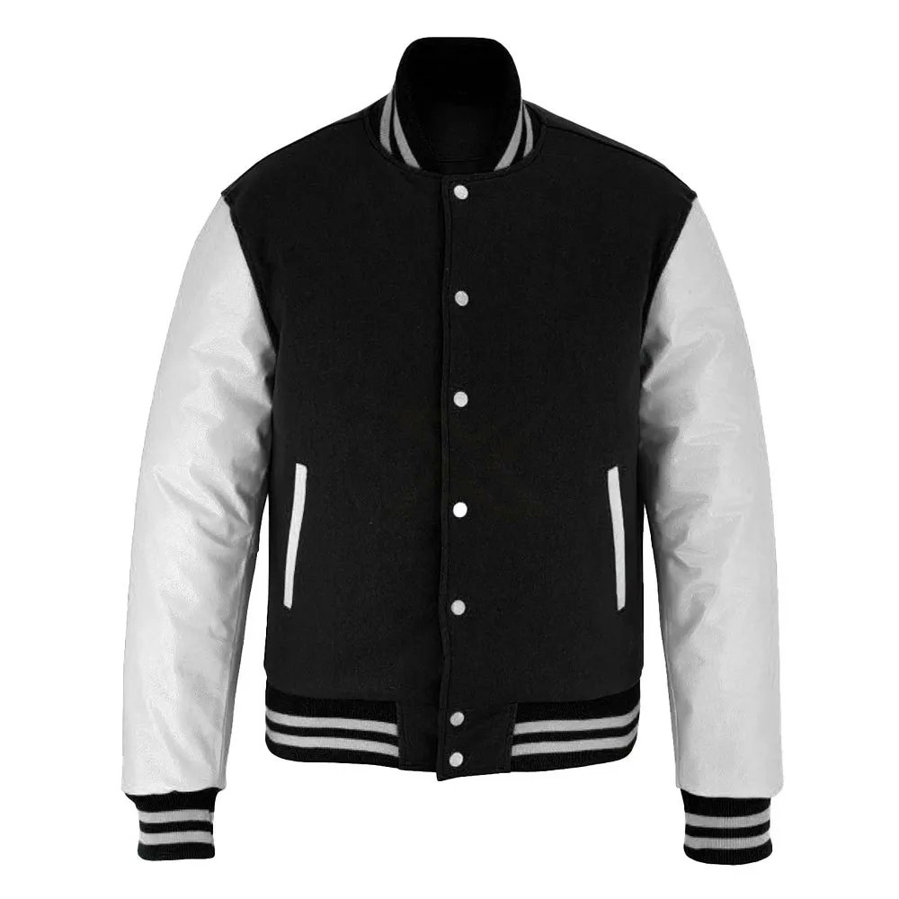 ExcelLeathers's tweet image. Men’s Black Wool &amp;amp; White Leather Sleeve Varsity Jacket
#PremiumQuality #LuxuryStreetwear #ModernStyle #ClassicStyle #EverydayWear
#CustomJackets #TeamWear #StreetStyleFashion #FashionTrends #ShopNow
