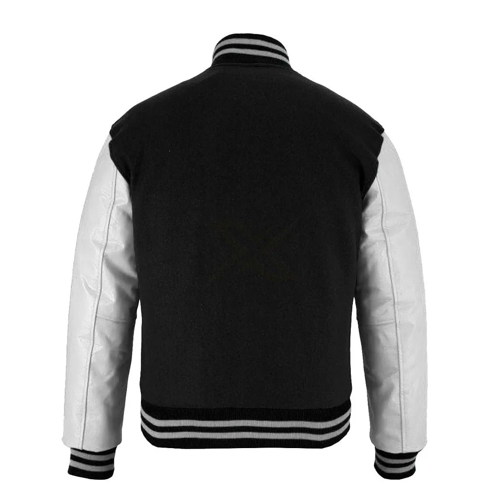 ExcelLeathers's tweet image. Men’s Black Wool &amp;amp; White Leather Sleeve Varsity Jacket
#PremiumQuality #LuxuryStreetwear #ModernStyle #ClassicStyle #EverydayWear
#CustomJackets #TeamWear #StreetStyleFashion #FashionTrends #ShopNow