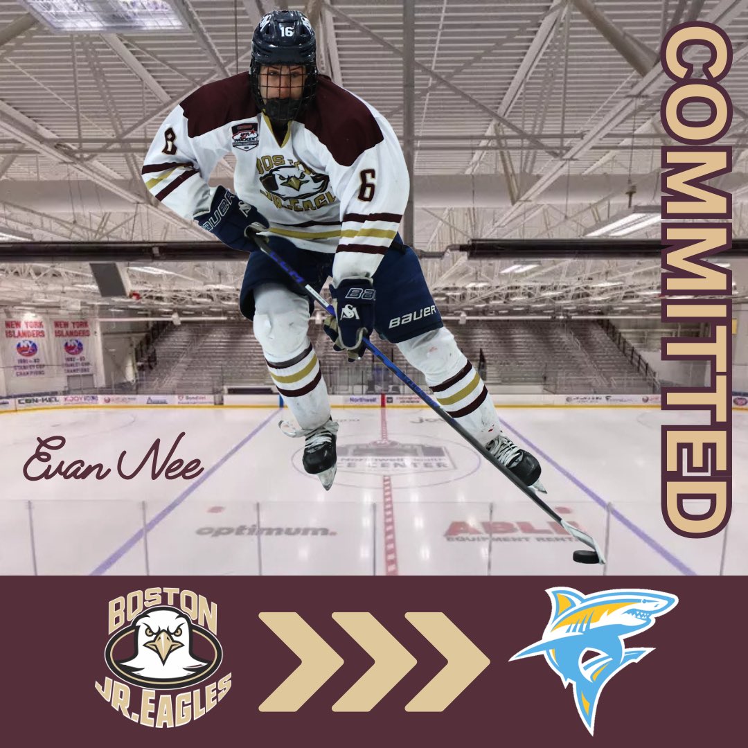 BostonJrEagles's tweet photo. Congrats to U18 @e16nee and his family on his commitment to Long Island University! Evan stared with us as a mite and just finished his final season with us!🦅 #MiteToMidget https://t.co/D3YwUt3vyK