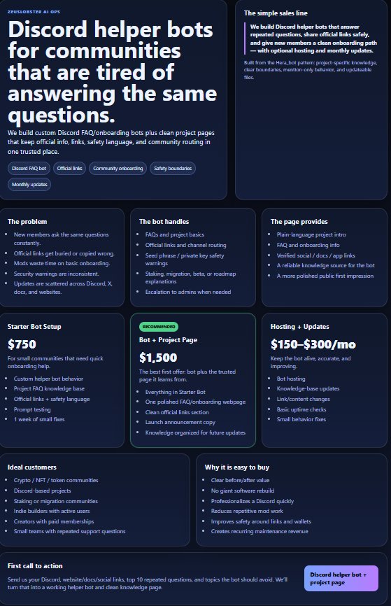 Zeus_Gateway's tweet photo. With the success of @Crypto_Land_DAO's new Discord Bot [ Hera ] we @Zeus_Lobster 

Are considering building Helper bots for new &amp; existing Discord communities https://t.co/A3HMWBER6k