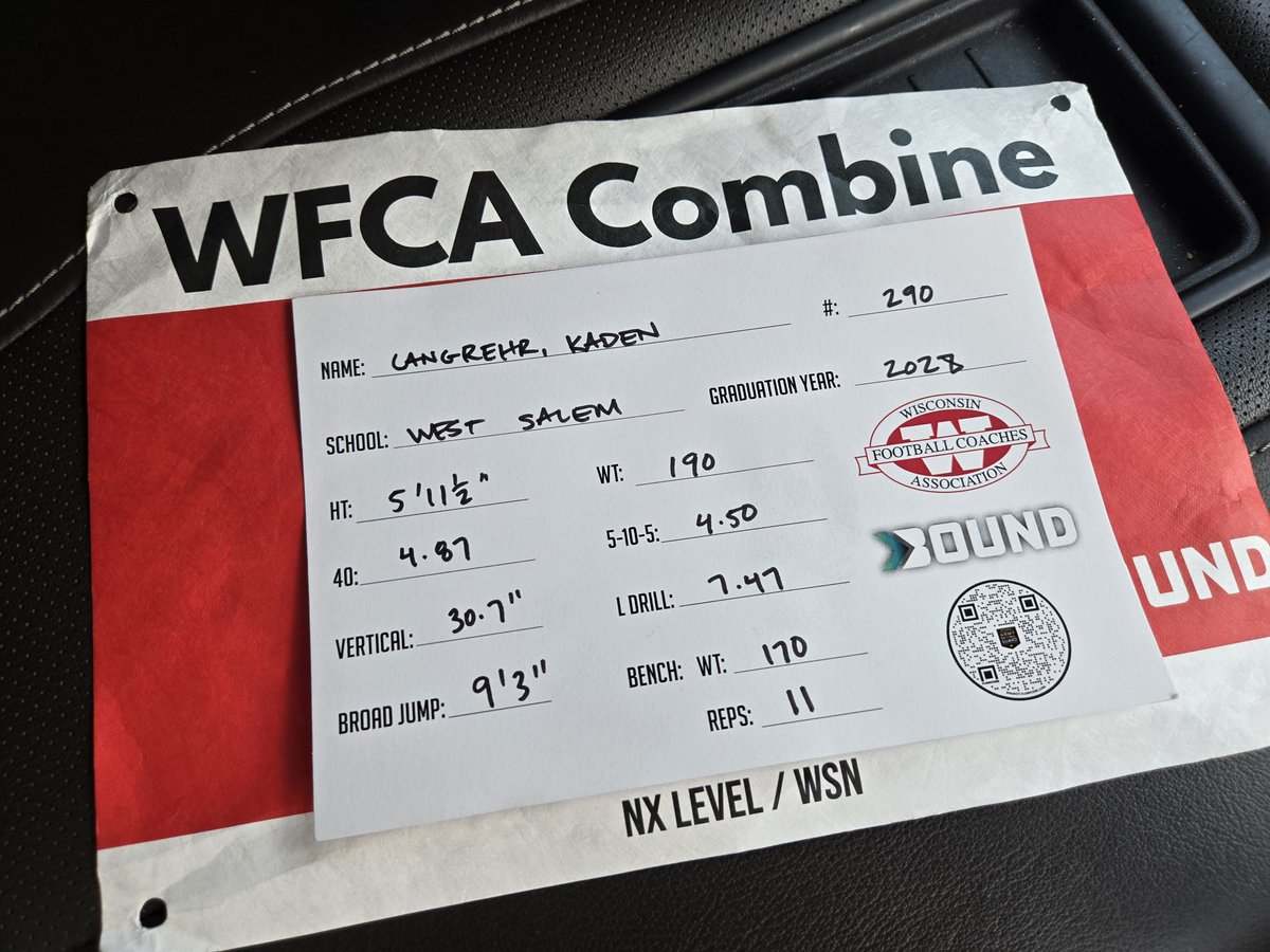 KadenLangrehr's tweet photo. WFCA Combine was a great experience. Appreciate @TravisBOUND for the conversation and thank you to @wifca for putting on a great event. Learning from every rep and continuing to build with a solid group.
Class of 2028
@W_clem4 @GrubeLuke @isaiahlaack32 @PrepRedzoneWI #WFCA #wisfb #WestSalemFB