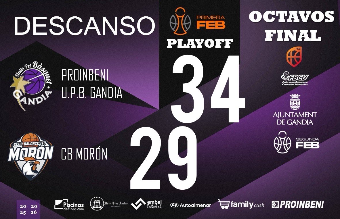 UPBGandia's tweet photo. 🏆 𝗣𝗟𝗔𝗬𝗢𝗙𝗙 𝗔𝗦𝗖𝗘𝗡𝗦𝗢 🏆
⏰️✅✅⬜️⬜️ 𝘿𝙀𝙎𝘾𝘼𝙉𝙎𝙊 ⏸
🚨FINAL 2️⃣°CUARTO🚨
🦸♂️ 𝙎𝙪́𝙥𝙚𝙧partido hoy en Gandía.
🟣👇🏼¡En directo!
📺 https://t.co/j0kmy92A83
▶️3️⃣4️⃣ PROINBENI UPB Gandia
🆚️
▶️2️⃣9️⃣ @cbmoron
#UNITSCREIXEM💜
#PROINBENI🏗 #EMBALPACK 📦 https://t.co/w57fENV2jx