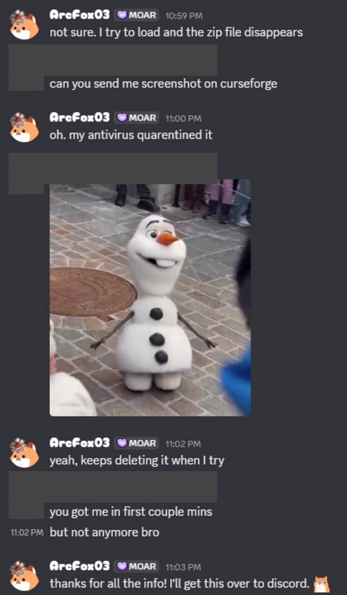 ArcFox03's tweet photo. Apparently this is some sort of scam going around targeting people's hobbies/games. Anyhoo, be safe out there.

I'm naturally cautious, so whenever I get weird messages from people I know, I do some investigation first.

On a funny note, I trolled the scammer. https://t.co/41I3JQAeCq