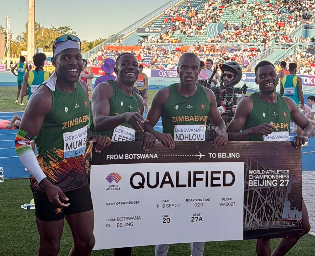 A proud proud moment for Zimbabwe as we qualify for the World Athletics Championships in Beijing next year after a scintillating run in the 4x400m relay today in Gaborone. 

A new national record was also broken 🔥🇿🇼