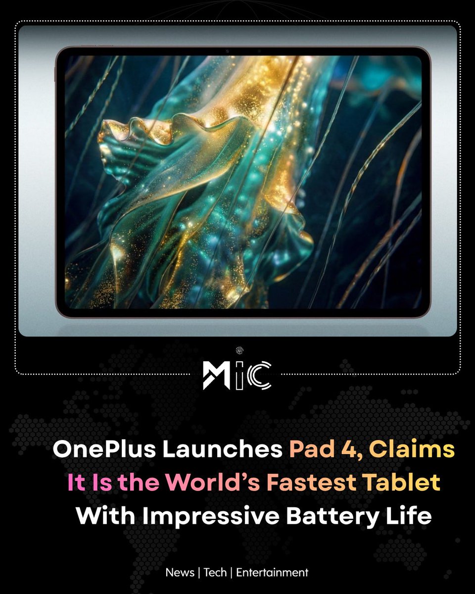 mictechofficiaI's tweet image. OnePlus says its new Pad 4 is its fastest tablet yet, offering top performance with a large battery built for longer gaming, streaming, and daily use.

#OnePlus #OnePlusPad4 #AndroidTablet #TechNews #mictech #micnews