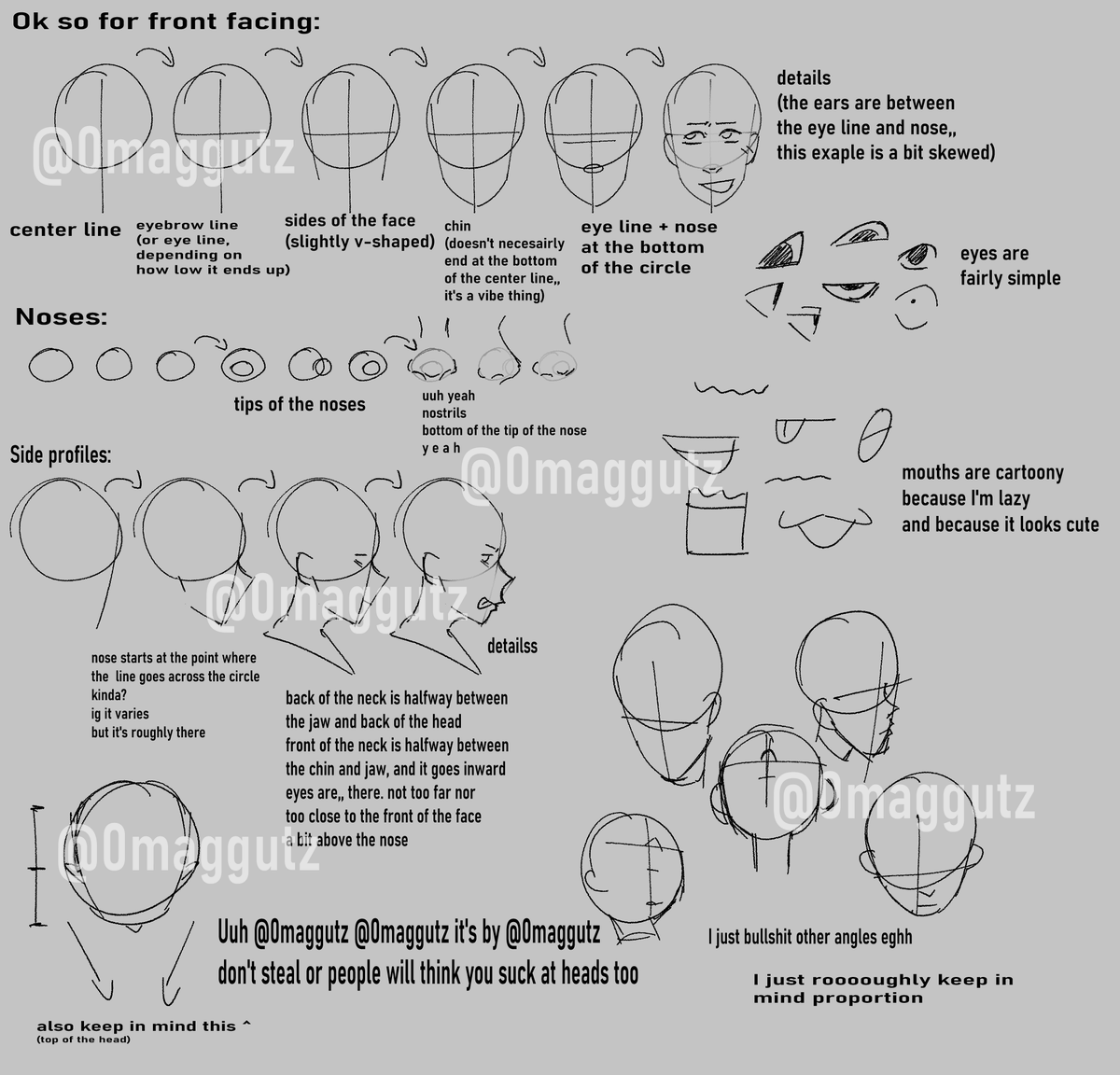 0maggutz's tweet photo. Head tutorial for whoever wonders how I draw heads &amp; faces https://t.co/vJIHHLdNa6