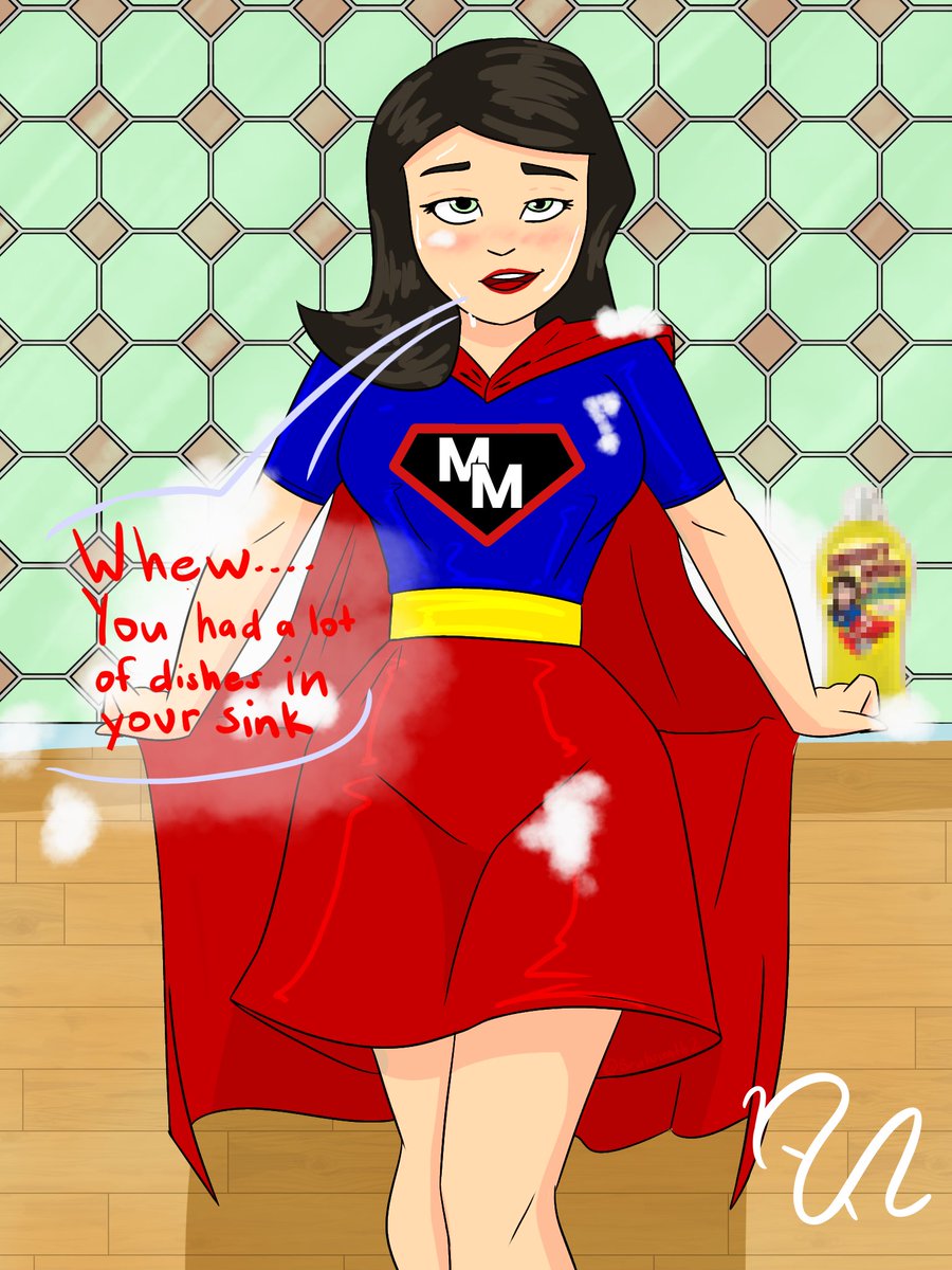Bruhsmith2's tweet photo. Mighty Mom is a dishwashing liquid brand

And here be art of the Mighty Mommy mascot doing the dishes 😏 https://t.co/McRWAGnBjN