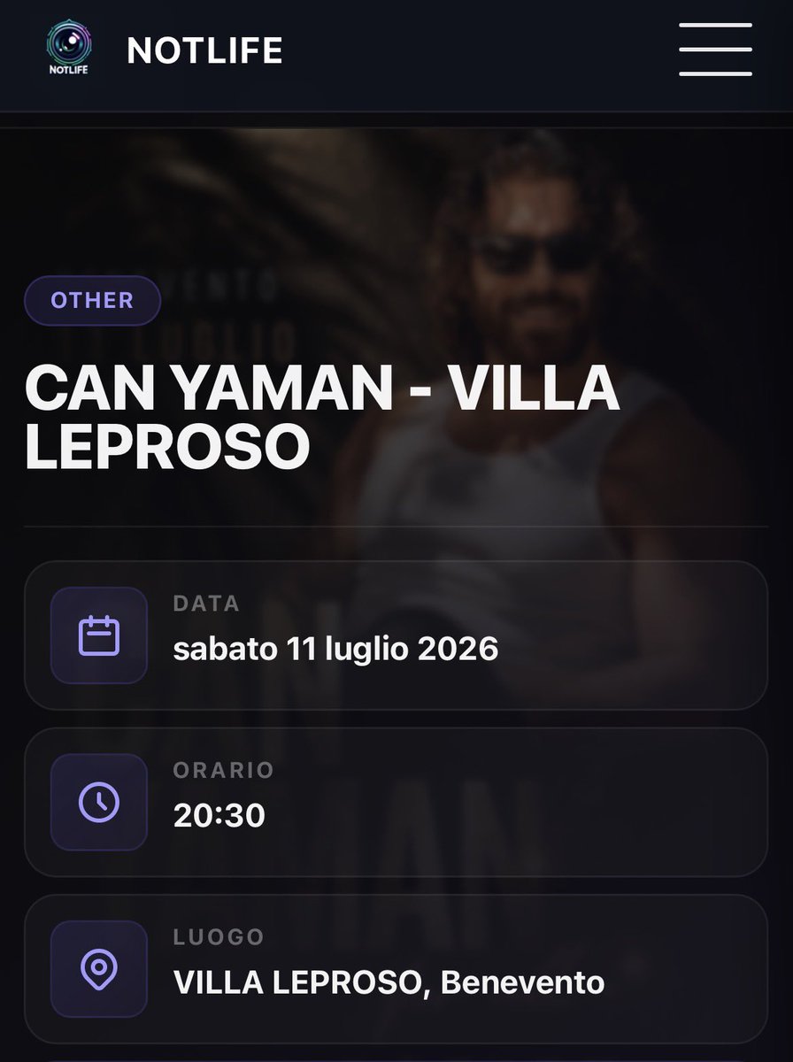 ♦️#CanYaman for all OFF Script Event Benevento, Italy - JULY 2026 

Date: 11th July 2026

Time: 20:30 p.m.entry with main event starting from 21:30 p.m. 

Place: Villa Lepresso, Benevento 

♦️Event Description: 
"OFF Script" is a unique, unconventional event, designed to be
