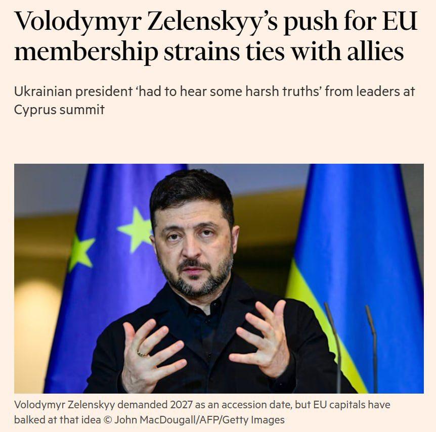 rebew_lexa's tweet image. Laut der Financial Times haben #Selenskyj s anhaltende Bemühungen um einen schnellen EU-Beitritt der #Ukraine die Spannungen mit mehreren EU-Staaten verschärft. Die ukrainische Regierung lehnt demnach sogar Gespräche über einen gestaffelten oder teilweisen Beitritt ab und besteht