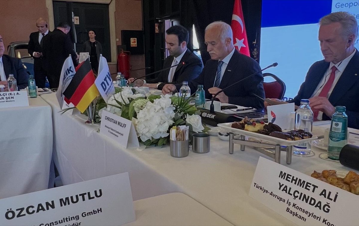 OezcanMutlu's tweet photo. It was an honor&amp;privilege participating this outstanding German–Turkish business event in Istanbul and contributing to its success. Bilateral trade between Germany&amp;Turkey has reached impressive €55 billion, underscoring the resilience&amp;strategic relevance of this partnership!🇩🇪🇹🇷 https://t.co/2RIv7NSc5Z