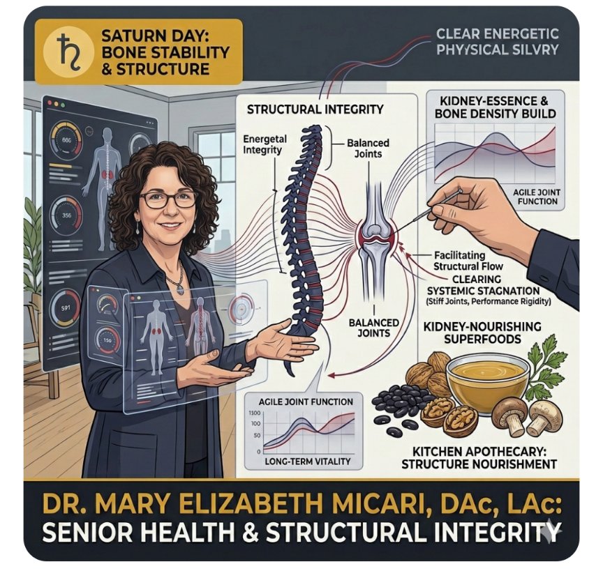 maryemicari's tweet photo. Saturday: Saturn Day – Senior Health & Structural Integrity 🪐
​Saturday is the day of Saturn, focusing on the deep structure of our bodies. In Traditional Chinese Medicine, supporting longevity means maintaining Structural Integrity by clearing the stiffness and stagnation that can build up over time.
​Building Foundations, Clearing Stagnation
​True resilience is dynamic, not rigid. When the body's foundational systems are in flow, we move with ease.
​Acupuncture for Mobility: Acupuncture helps release "held tension" and muscle entrapment. By addressing these stagnant areas, we facilitate smoother movement in the joints and spine.
​Systemic Communication: This process helps the Kidneys (which rule the bones and essence) communicate effectively with the rest of the body, fostering grounded strength.
​The Apothecary: Structure Nourishment
​Nourishing the body from within is essential for maintaining a resilient matrix.
​Kidney-Nourishing Foods: Focus on mineral-rich greens, root vegetables, and bone-building broths.
​Superfood Support: Medicinal mushrooms like Reishi and mineral-dense herbs like Nettles provide the building blocks necessary for long-term stability.
​SAFETY NOTE: Consult your acupuncturist or doctor before starting any new herbs or supplements to ensure they are safe for your specific health needs.
​How are you supporting your foundation today?
​#AcupunctureWorks #SeniorHealth #Longevity #SaturnDay #StructuralIntegrity