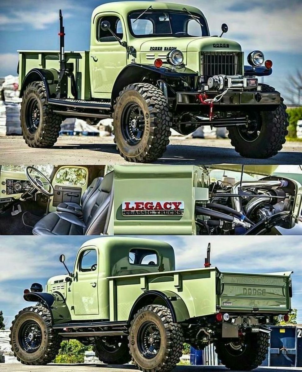 HappyMotorhead's tweet image. GO or NO GO?

This pistachio-green Power Wagon restomod by Legacy Classic Trucks looks like a WWII tank that got lost at a spa and came back jacked up on 37s and pure attitude.

Would you daily this minty beast or nah? 😂

#PowerWagon #Restomod #LegacyClassicTrucks #DodgeTruck
