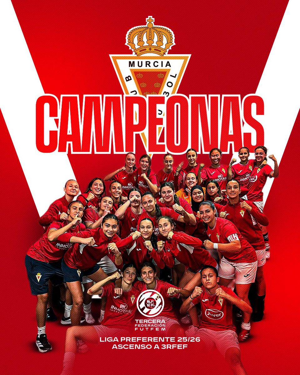 realmurciafeme's tweet photo. 𝗙𝗜𝗟𝗜𝗔𝗟 | 🤩 ¡El 𝗥𝗘𝗔𝗟 𝗠𝗨𝗥𝗖𝗜𝗔 𝗙𝗘𝗠𝗘𝗡𝗜𝗡𝗢 𝗕 𝗔𝗦𝗖𝗜𝗘𝗡𝗗𝗘 a 𝗧𝗘𝗥𝗖𝗘𝗥𝗔 𝗥𝗙𝗘𝗙! 

🏆 𝗖𝗔𝗠𝗣𝗘𝗢𝗡𝗔𝗦 de Preferente Autonómica 
#RealMurciaFemenino https://t.co/C75uO0QEHi