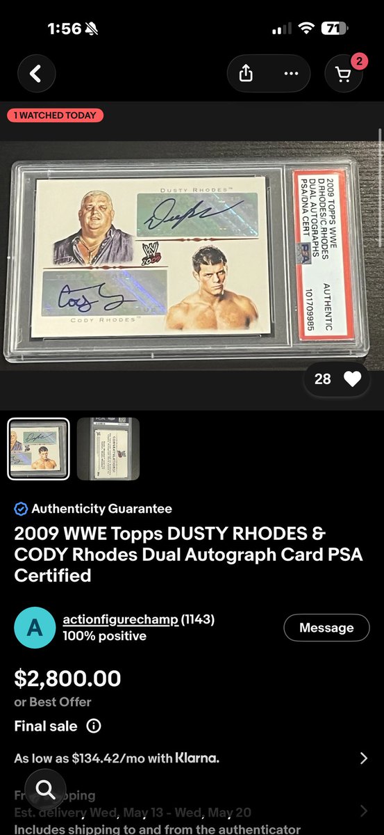 bellespallone's tweet image. It’s the way that I’m trying to get my hands on this card. It would mean the absolute world to me as I’m a huge fan of Cody and his dad, Dusty🤍 #codyrhodes #dustyrhodes #wwe