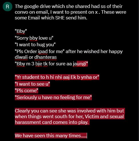 ITZ_DEVIL_KING4's tweet photo. All the evidence from her GD Drive SS is here. They were both in a relationship, and now she is playing the woman victim card and framing the professor. Such a woke nasty bitch. 🤡 https://t.co/d22n8tvAah