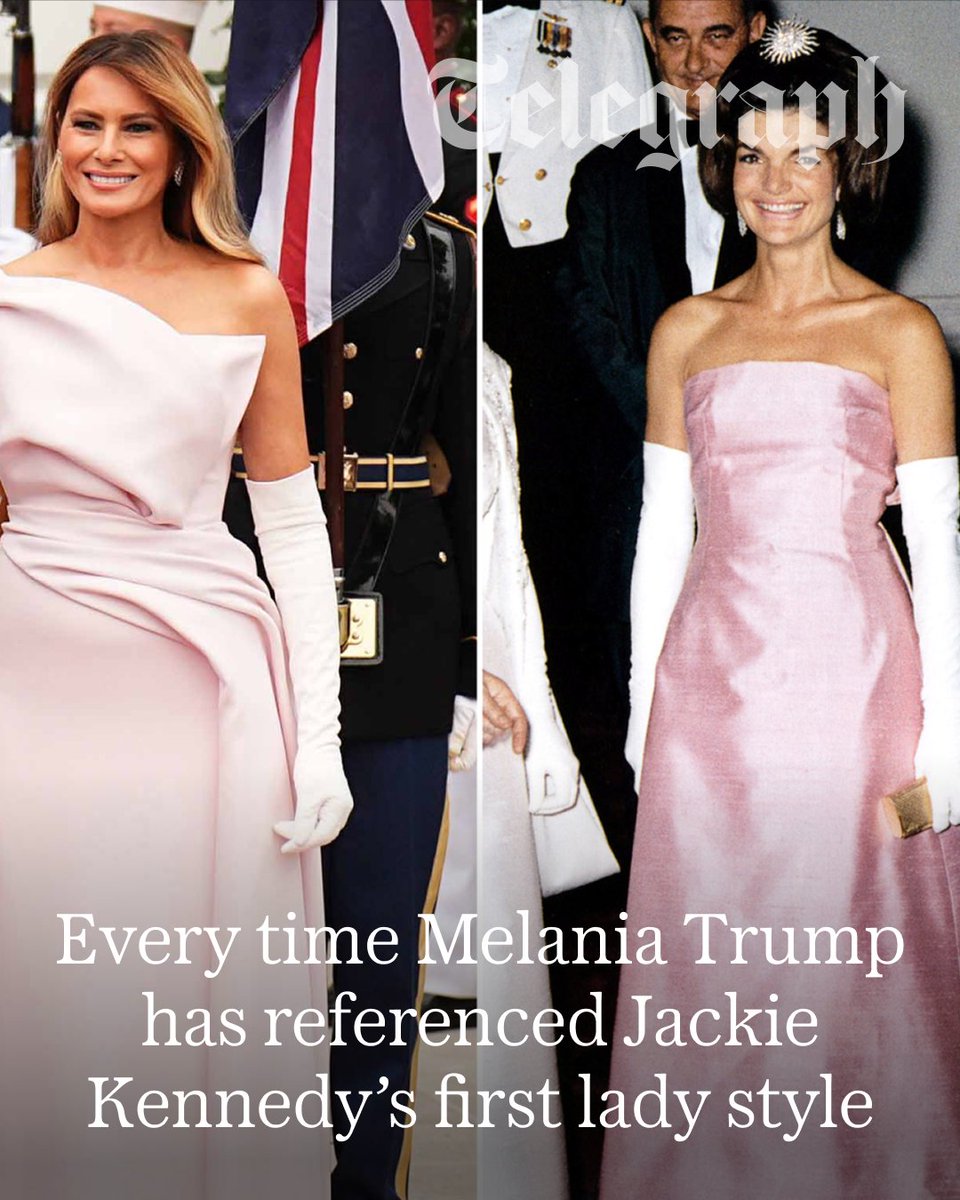 🇺🇸 America’s first lady takes cues from her predecessor’s wardrobe for high-profile outings, with bold tailoring and glamorous accessories. 

🔗: telegraph.co.uk/fashion/style/…
