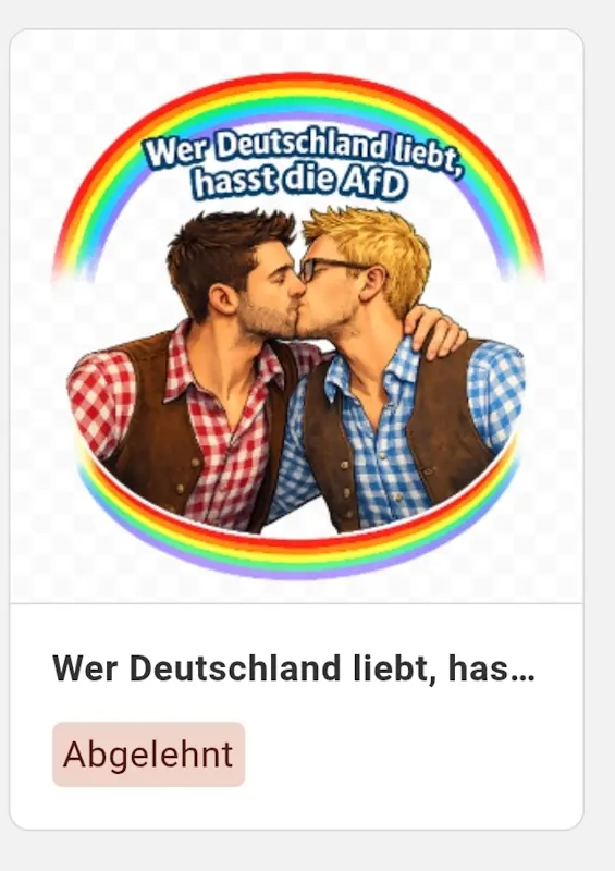Earthfriend21's tweet image. #Netzfund (via @AfDimBundestach)  
🥺Wir wollten es eigentlich als Shirt und Sticker rausbringen, jetzt wurde es leider abgelehnt.  Jetzt ist die Frage, was @spreadshirt_de  daran nicht mag. Wir versuchen es die Tage nochmal.