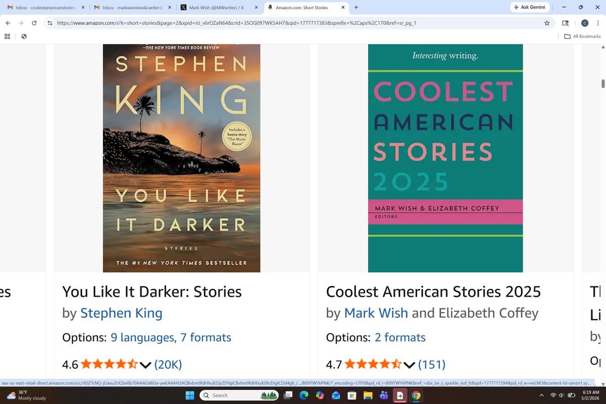 JustCoolStories's tweet image. COOLEST 2025 sits beside Stephen King today!

Gracias, #readers &amp;amp; Amazon, for putting it there!

To own this #book of "unputdownable" #shortstories in #Kindle or #Paperback:

amzn.to/4958AFN

Thx! Enjoy!

#BookLive #bookrecommendation #booklovers #interesting #stories