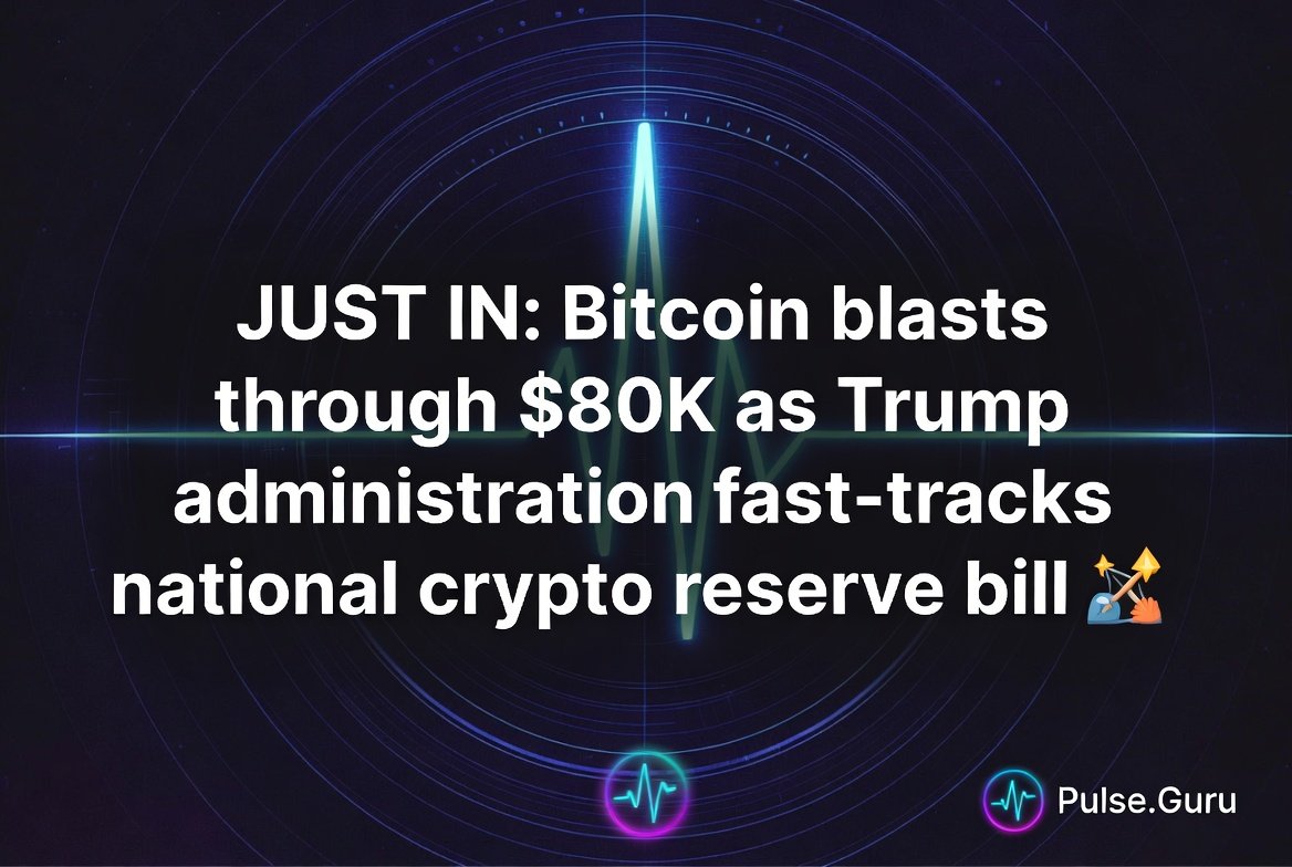 Pulse_Guru's tweet photo. JUST IN: Bitcoin blasts through $80K as Trump administration fast-tracks national crypto reserve bill 🇺🇸🚀 https://t.co/SbzufedaU0