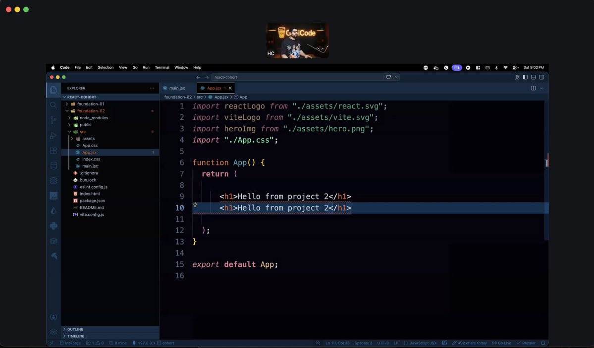 Soumyad39063133's tweet image. Started learning React today ⚛️

Had a great session with @Hiteshdotcom  Sir and @piyushgarg_dev  sir — finally understood how modern UIs actually work.

It’s a big shift from static pages to building dynamic, interactive interfaces.

#ReactJS #Frontend #WebDevelopment #ChaiCode