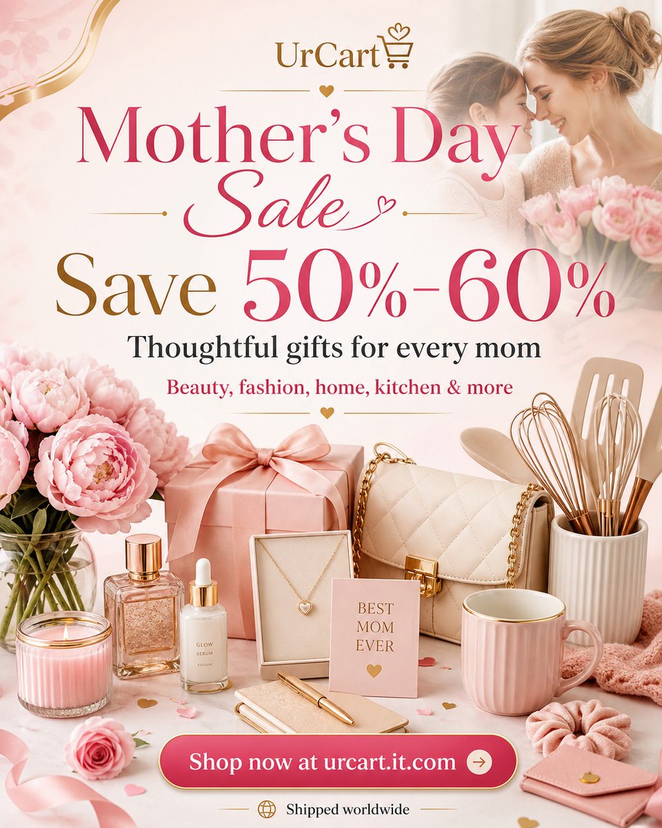 EliasKaram68367's tweet image. Mother’s Day Sale is here. Save 50%–60% on thoughtful gifts for every mom, from beauty and fashion to home, kitchen, and more.

Shop now at urcart.it.com

#mothersday #mothersdaysale #giftideas #giftsformom #shoppingdeals #urcart #onlineshopping #sale