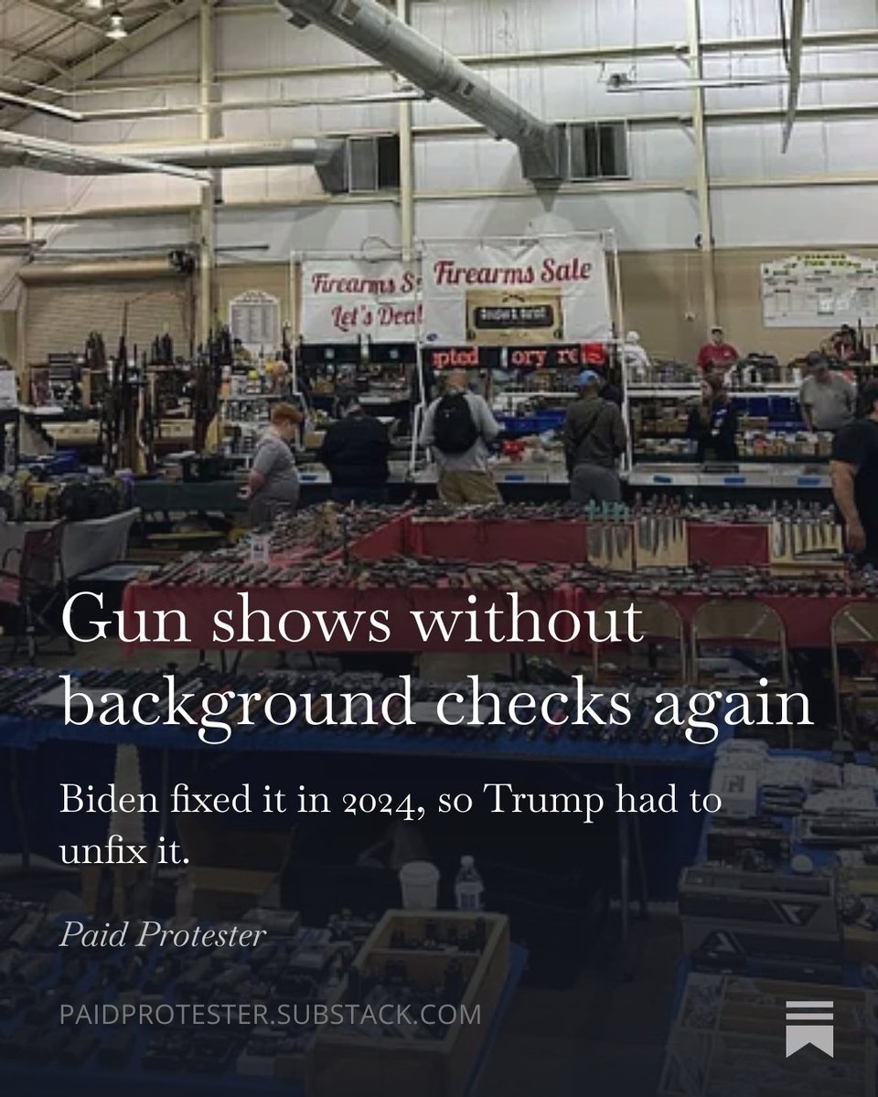 paidprotestr's tweet image. Free Article Link:
paidprotester.substack.com/p/gun-shows-wi…

Republicans seem hell bent on getting as many guns as they can into the hands of criminals. Gun shows can now do it again. The new ATF director says dozens more gun regulations will be rolled back.

#ATF #guncontrol #GunShow #loophole