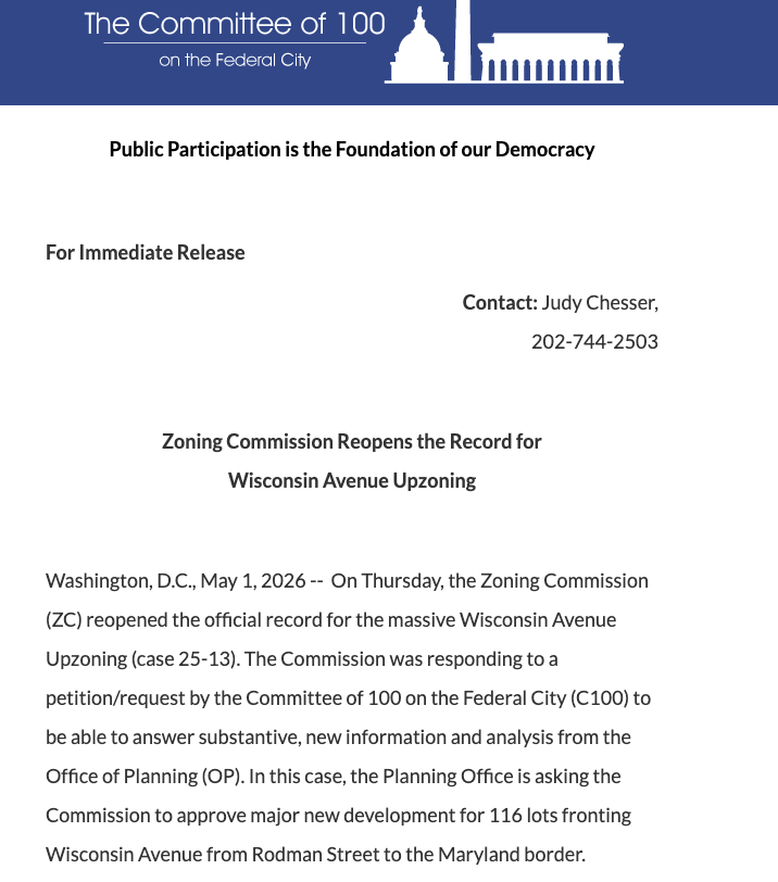 Commof100DC's tweet photo. C100 pleased that Zoning Commission has agreed to reopen the record for a Zoning case https://t.co/alNgiVy42i https://t.co/Ces6SpVtAZ