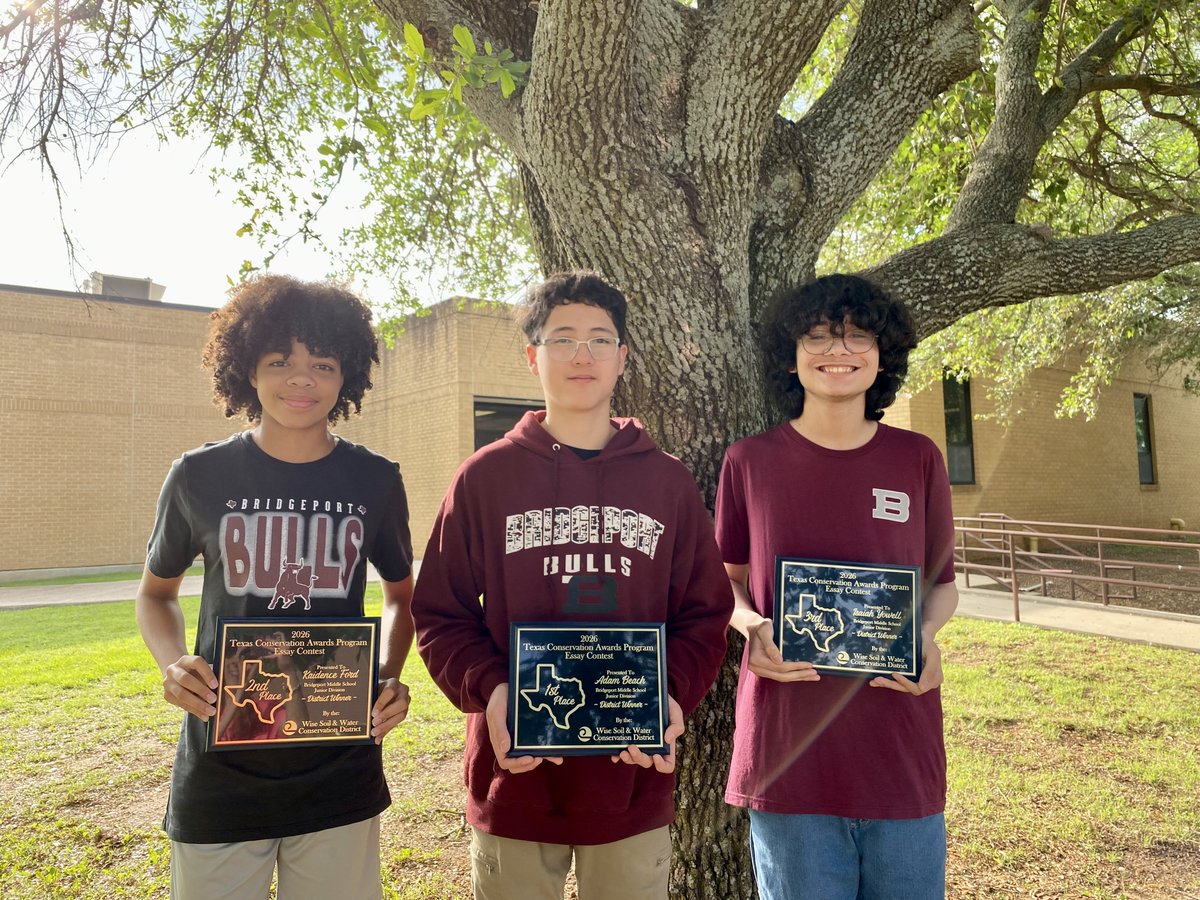 BISD_LINC's tweet photo. BMS LINC Elective students participated in the Wise County Soil and Water Conservation District Essay Contest. The following students were recognized for their entries!
(Junior Essay Division)
FIrst Place - Adam Beach
Second Place - Kaidence Ford
Third Place - Isaiah Yowell https://t.co/QiW01uePeo