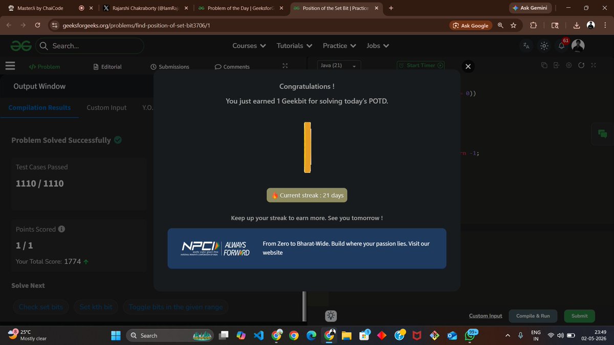 IamRajarshi_Dev's tweet image. Day 27 of #100DaysOfCode 
✅LeetCode POTD - #125.  
✅GFG POTD - #21.  
✅Attended Cohort class - 45 where learned React.   
✅Build My own Polling app using websockets and express which is a smaller version of #MasterJi quiz:
 #chaicode #BuildInPublic #WebDev