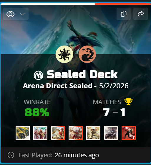 MagicChristian3's tweet photo. Arena direct sealed SOS:

Boxed with this ungodly pool. Its almost like opening all your broken rares in the same colours is a good thing. Who'd have thought😆. Thanks @xcblazeMtG for helping me navigate the last game❤️. @fireshoes https://t.co/z0Cek5yxbM