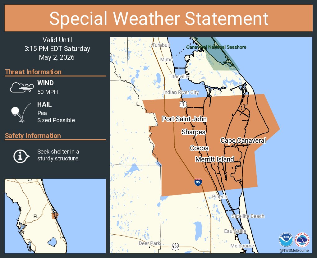 A special weather statement has been issued for Merritt Island FL ...