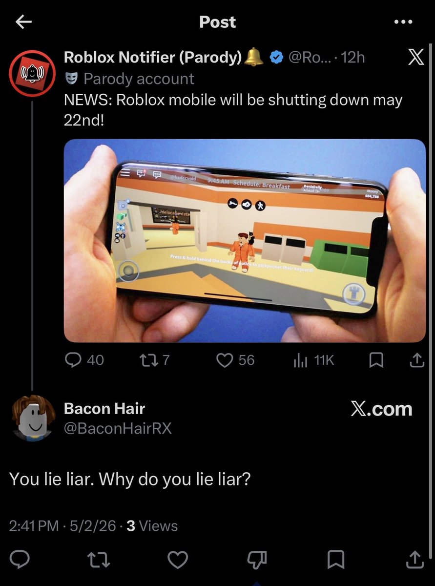 Roblox Notifier (Parody)🔔 tweet media