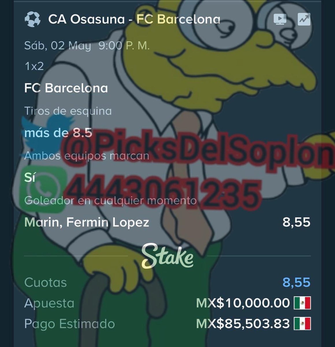 PicksdelSoplon's tweet photo. 🚨 STAKE DE 5 MILLONES DE MATIAS BETS 🔥
CA Osasuna vs FC Barcelona
✅ Más de 2.5 + Ambos equipos marcan (Sí)
@ *
2.00
Deja tu like si lo sigues ❤️
#LaLiga #ApuestasDeportivas #MatiasBets https://t.co/FQwwwWq0eY