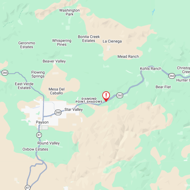 ルート Eastbound State Route 260 near Star Valley (MP 260): Due to an
