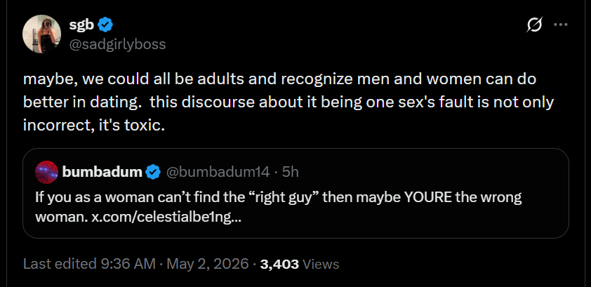 CovfefeAnon's tweet photo. This is entirely wrong

Every "dating norm" in the modern world is purely shaped by what women want - women simply don't like *some* of the consequences because they are incapable of seeing how the incentives that exist result in the behavior that they see

They "rage" at "PUA" / "redpill" material when all that really is is an attempt to figure out what women want to hear so that they'll fuck

In a free for all, men simply do what women reward and there's no changing what women will reward and there's no changing that men want sex so here we are unless we do things that women explicitly do not want