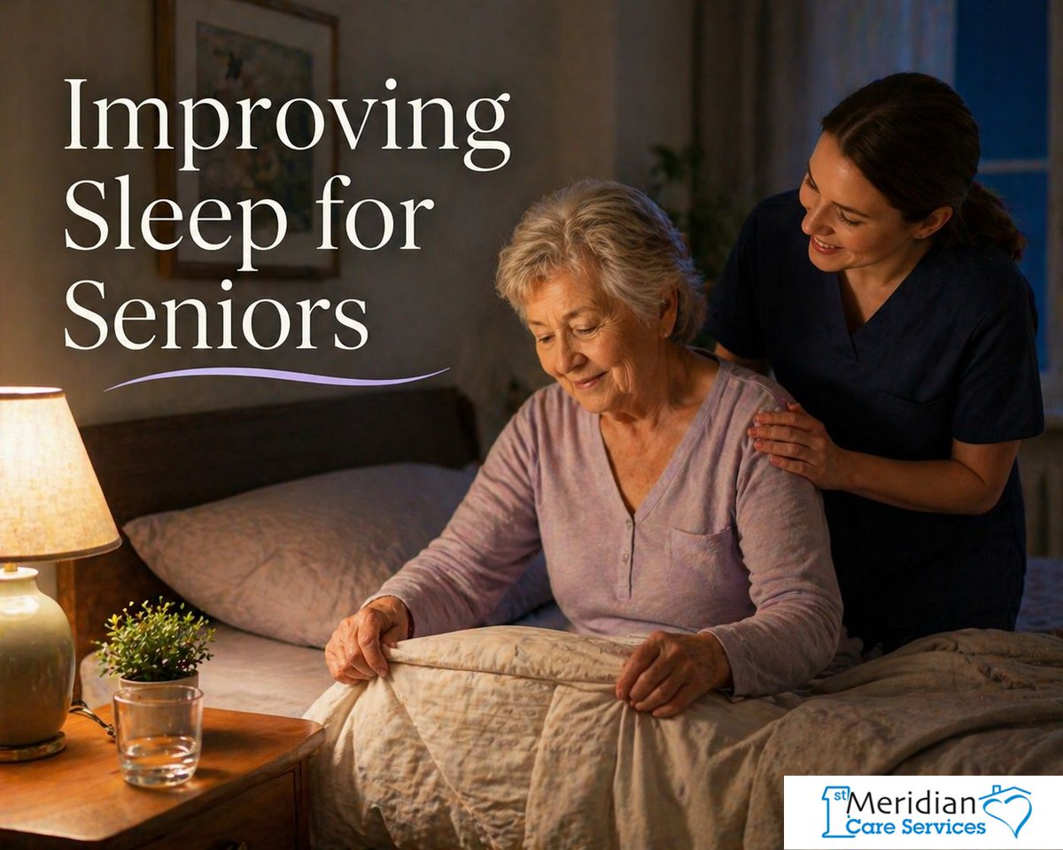 1stMeridianCare's tweet image. Better sleep starts with simple habits. Keep a consistent bedtime, limit naps, and create a calm evening routine. Small changes can support better rest and mood.

#1stMeridian #HealthyAging #SeniorHealth #SleepWell #AgingAtHome