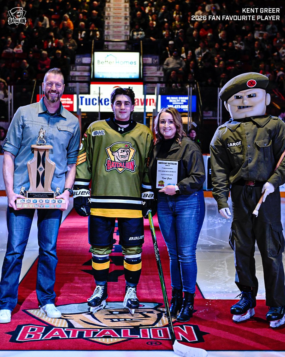 OHLBattalion's tweet photo. Taking a look back at our 2026 Player Awards Night 🫡 

Congratulations to all our Battalion award winners, and Thank You to our Battalion billets who helped us present these awards 🏆

#GoTroopsGo https://t.co/DkPn3S12cn