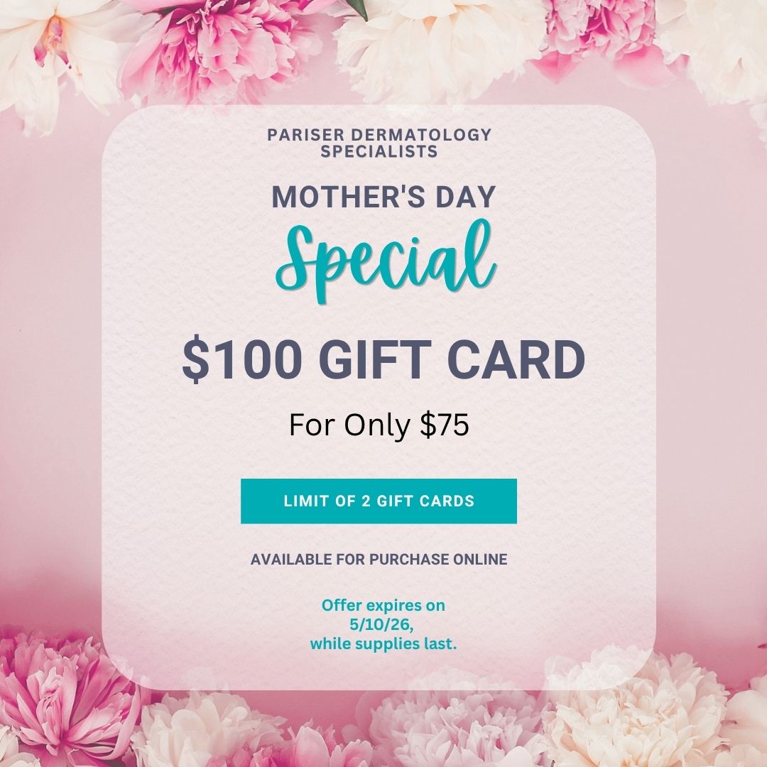 pariserderm's tweet image. Treat the amazing mothers in your life (including yourself!). Now through May 10th, while supplies last, snag a $100 gift card for just $75! Redeem it for any of our cosmetic services or products. 💖 
Tap here:  shorturl.at/YCL26
#SkinCareRoutine #SkinCareTips⁠ #skin