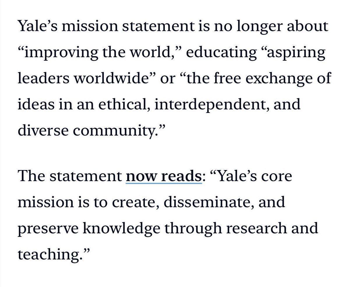 marcportermagee's tweet image. Yale has changed its mission statement, rolling back the language that was adopted in 2016