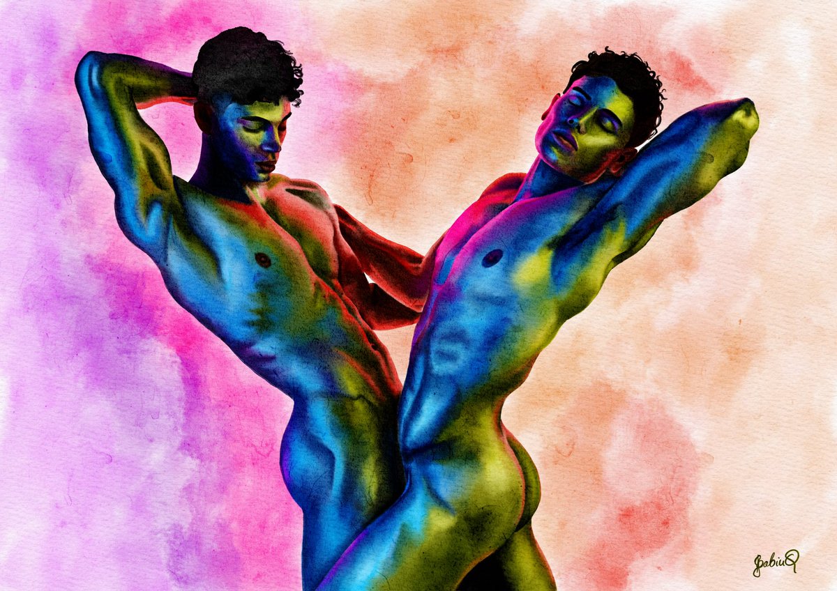 gbleuart's tweet photo. Second watercolour inspired by Nick&amp;Pierre photoshoot 
Made in procreate

#nickandpierre #procreate #menart #art #digitalart #watercolour #chudai https://t.co/JooY5e2dZY